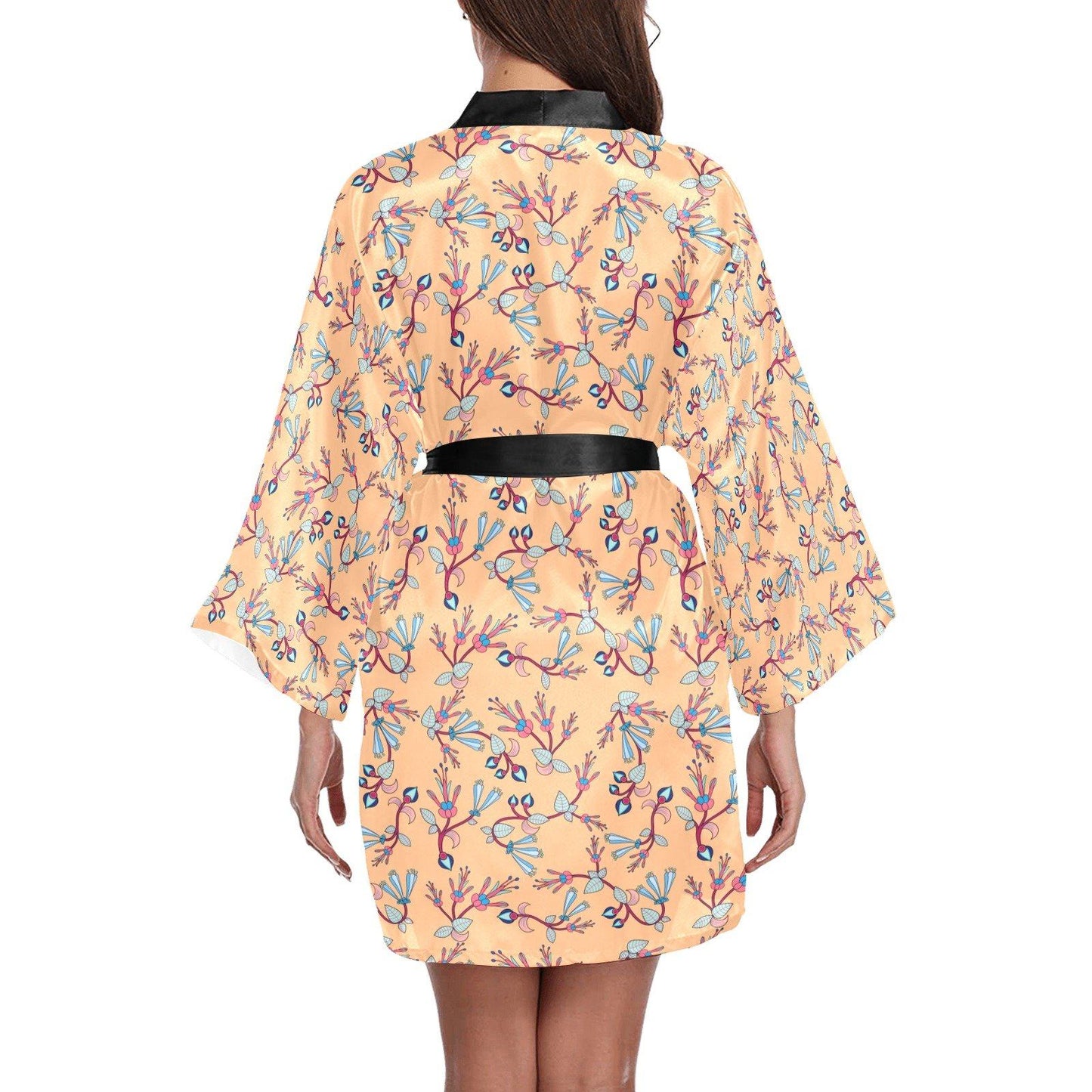 Swift Floral Peache Long Sleeve Kimono Robe Long Sleeve Kimono Robe e-joyer 