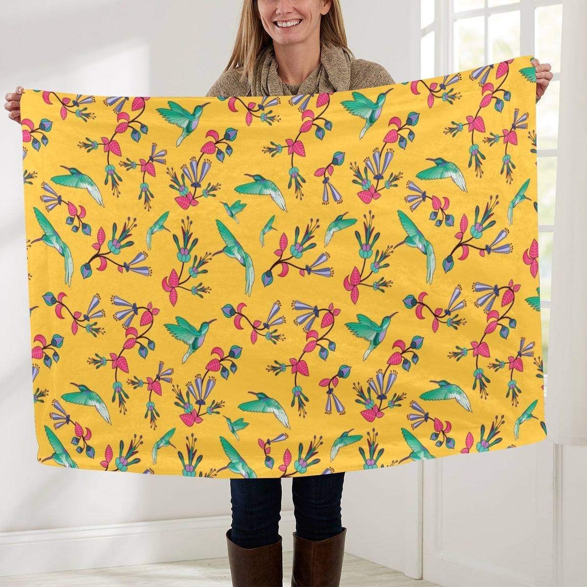 Swift Pastel Yellow Large Baby Blanket by 49 Dzine