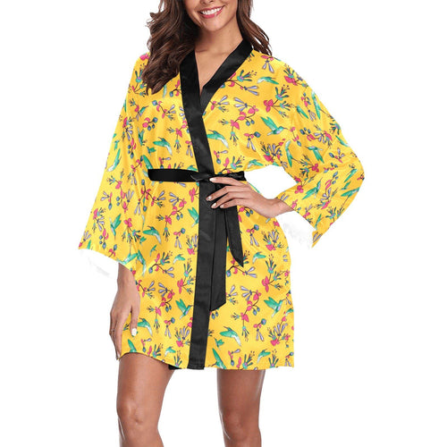 Swift Pastel Yellow Long Sleeve Kimono Robe Long Sleeve Kimono Robe e-joyer 