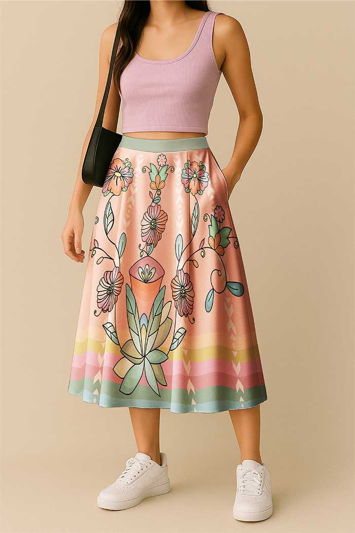 Whispers of the Willow Pastel Luxe Midi Skirt
