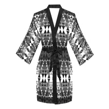 Load image into Gallery viewer, Writing on Stone Black and White Long Sleeve Kimono Robe Long Sleeve Kimono Robe e-joyer 
