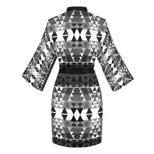 Load image into Gallery viewer, Writing on Stone Black and White Long Sleeve Kimono Robe Long Sleeve Kimono Robe e-joyer 
