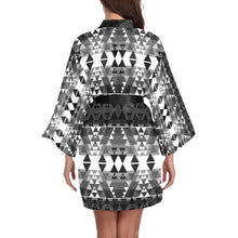 Load image into Gallery viewer, Writing on Stone Black and White Long Sleeve Kimono Robe Long Sleeve Kimono Robe e-joyer 
