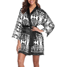 Load image into Gallery viewer, Writing on Stone Black and White Long Sleeve Kimono Robe Long Sleeve Kimono Robe e-joyer 
