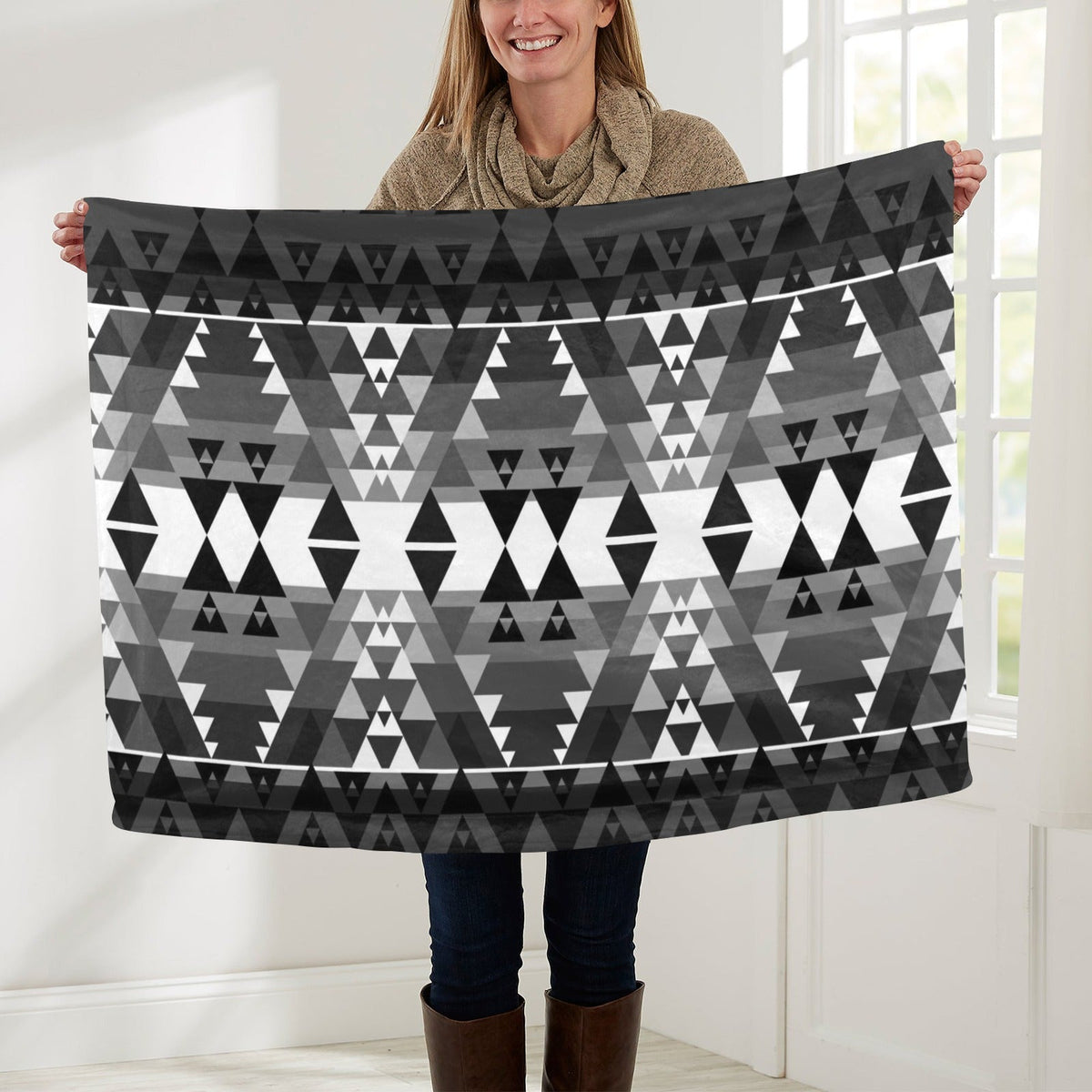 Writing on Stone Black and White Small Baby Blanket by 49 Dzine