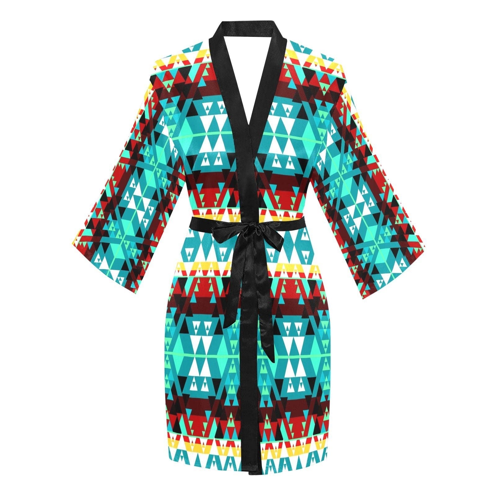 Writing on Stone Wheel Long Sleeve Kimono Robe Long Sleeve Kimono Robe e-joyer 