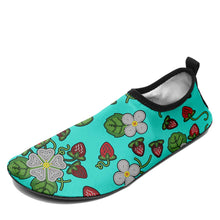 Load image into Gallery viewer, Strawberry Dreams Turquoise Kid&#39;s Sockamoccs Slip On Shoes
