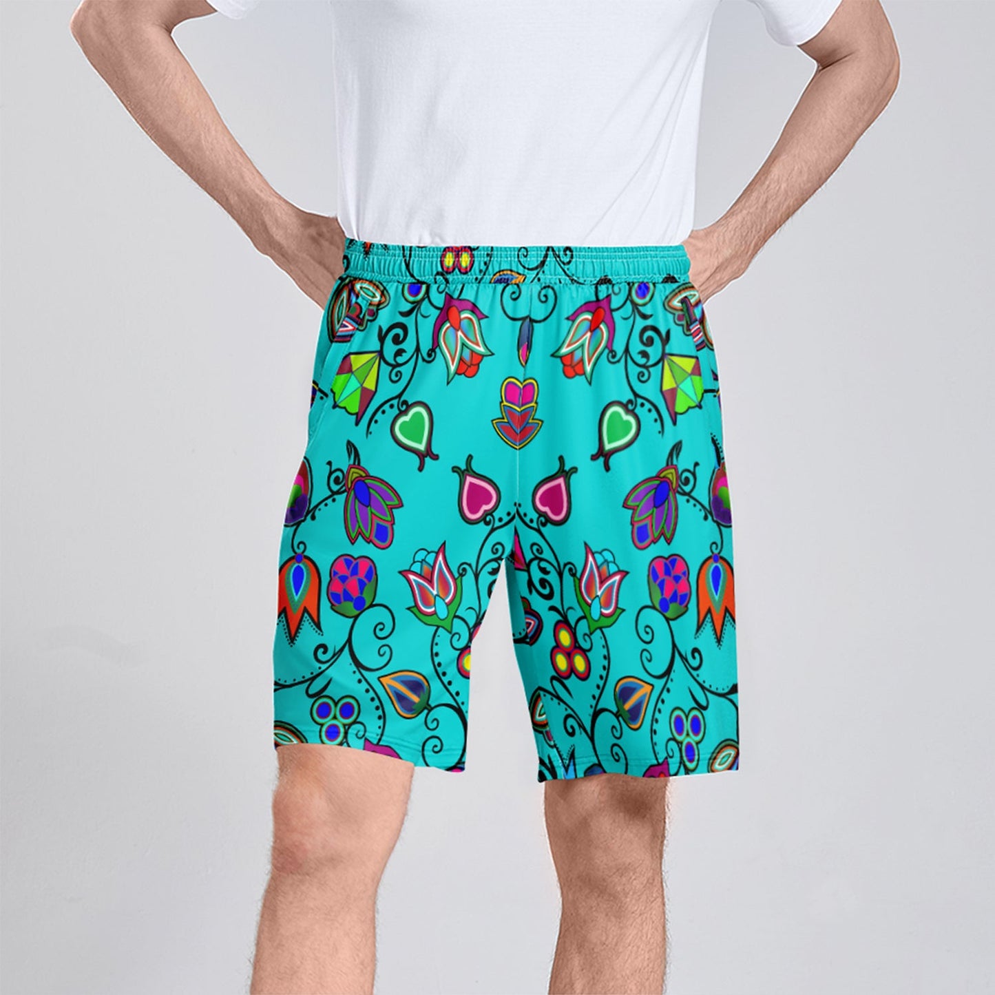 Indigenous Paisley Sky Athletic Shorts with Pockets