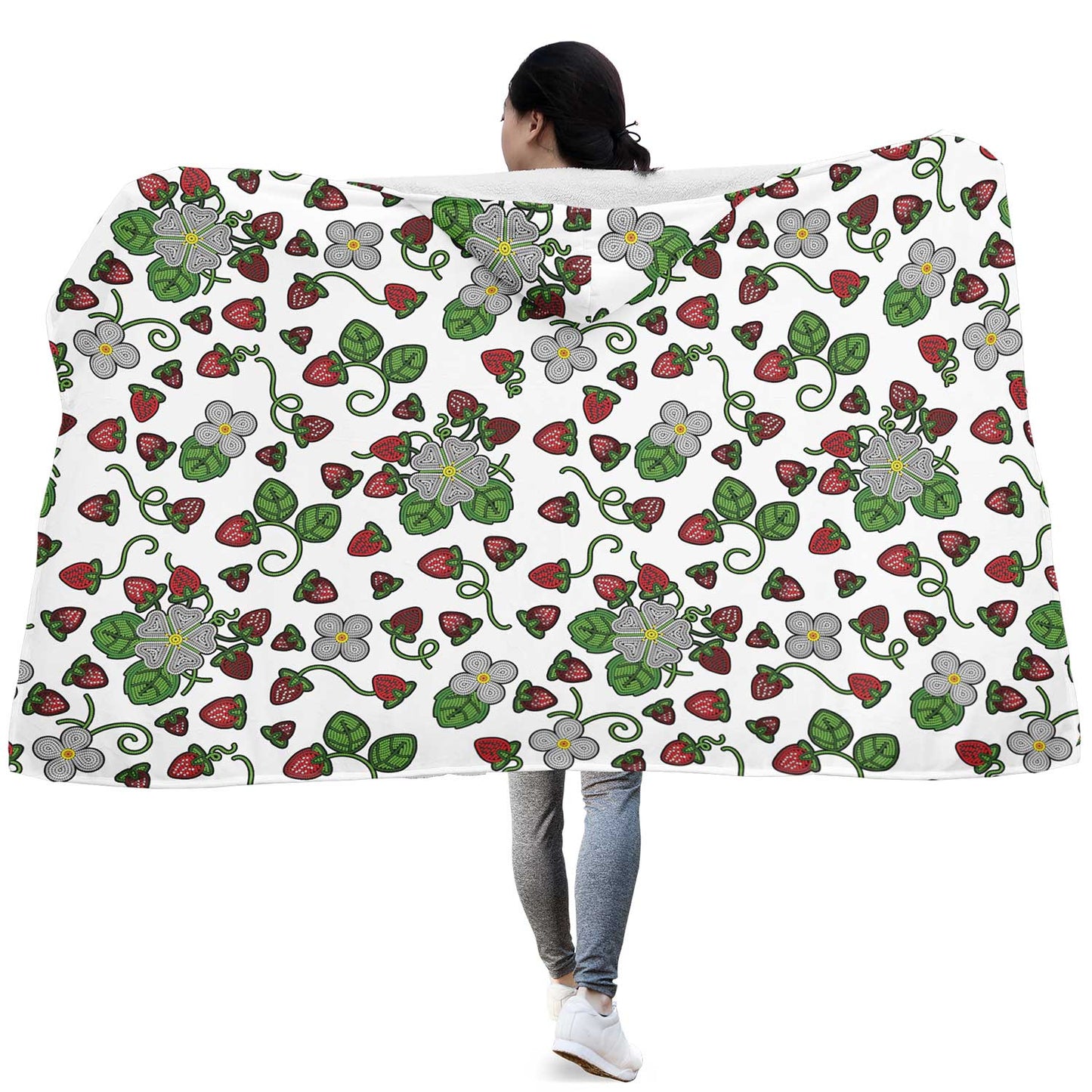 Strawberry Dreams White Hooded Blanket