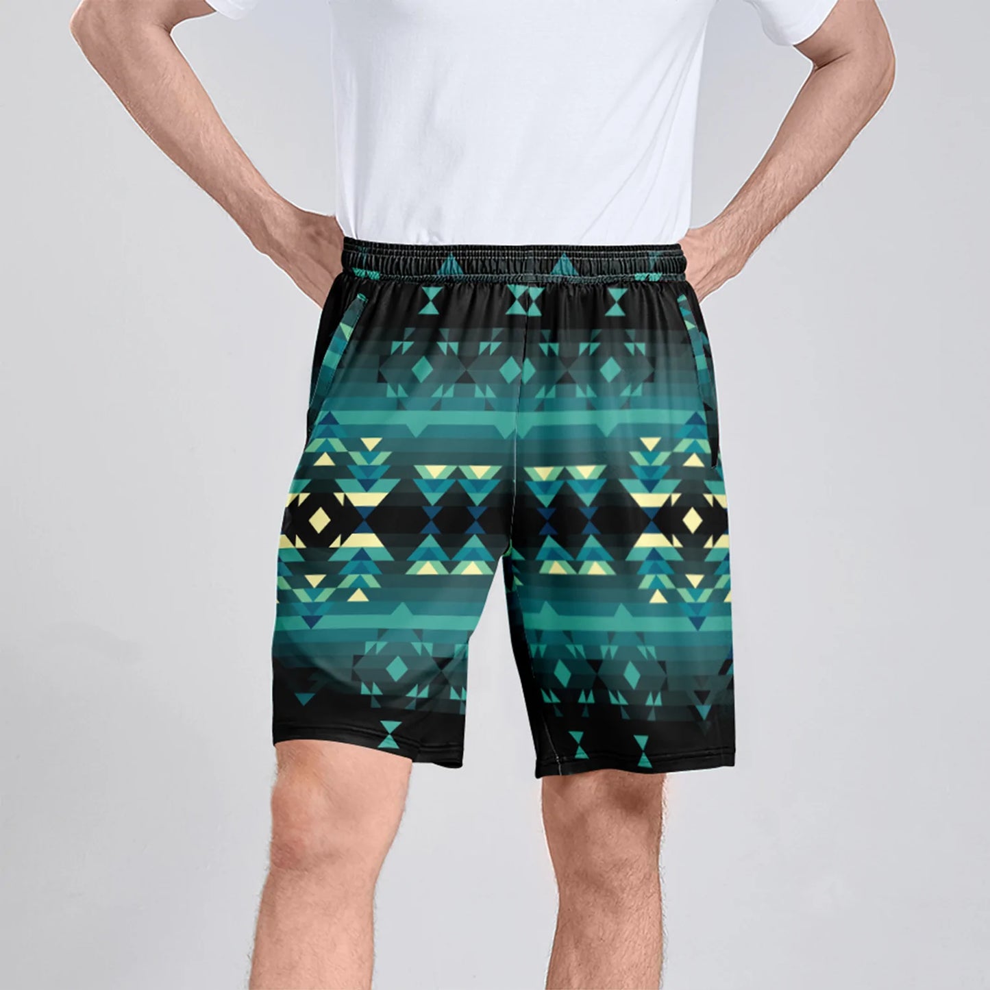 Inspire Green Athletic Shorts with Pockets