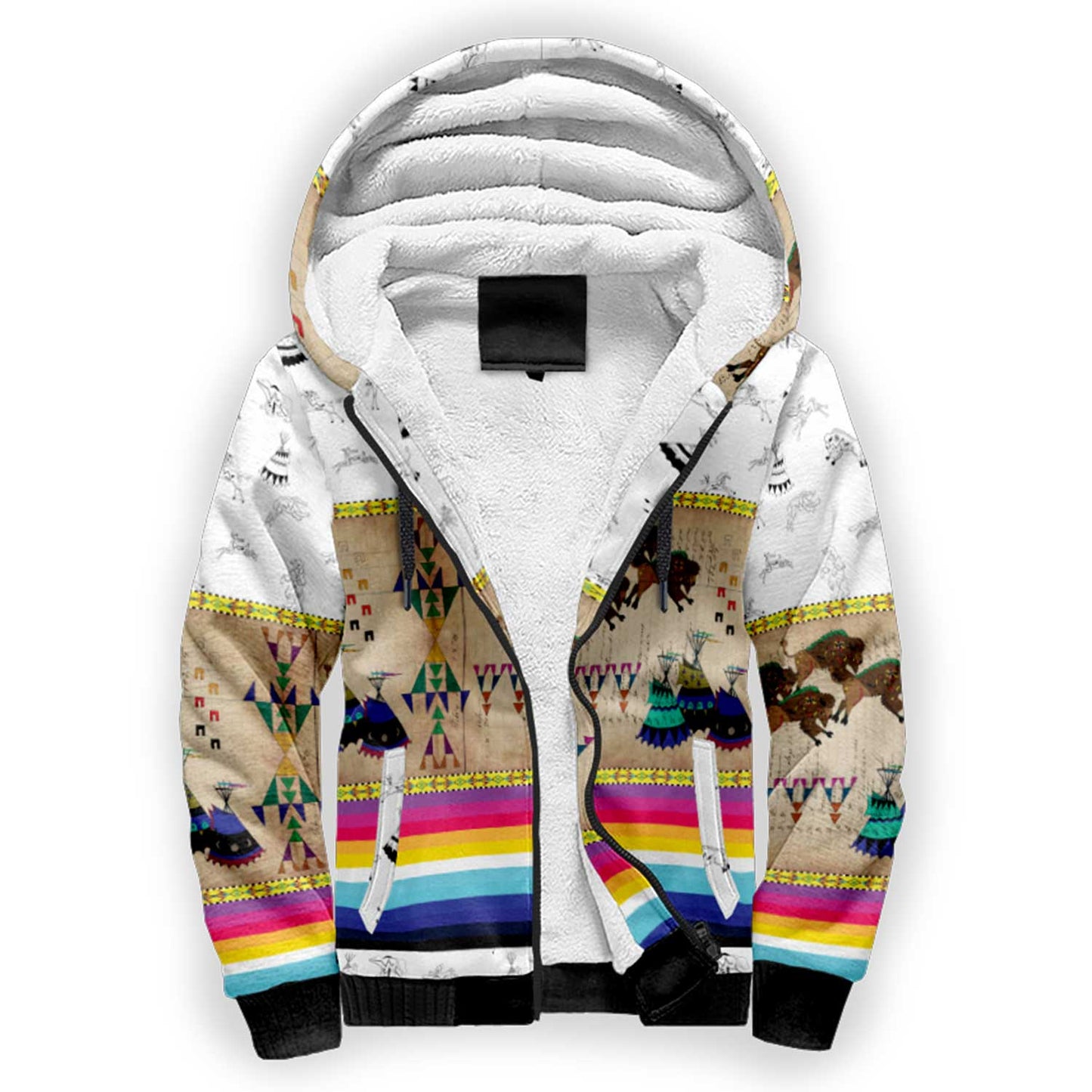 Buffalos Running White Clay Sherpa Hoodie