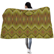 Load image into Gallery viewer, Fire Feather Yellow Hooded Blanket
