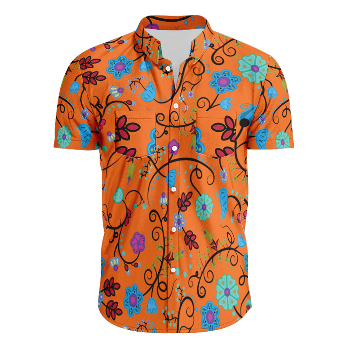 Nipin Blossom Carrot Hawaiian-Style Button Up Shirt