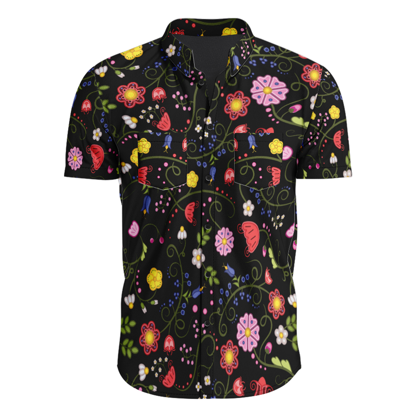 Nipin Blossom Midnight Hawaiian-Style Button Up Shirt