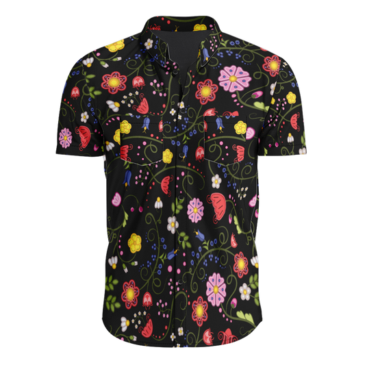 Nipin Blossom Midnight Hawaiian-Style Button Up Shirt