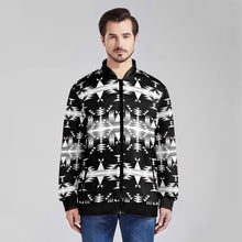 Load image into Gallery viewer, Between the Mountains Black and White Zippered Collared Lightweight Jacket
