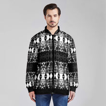 Load image into Gallery viewer, Writing on Stone Black and White Zippered Collared Lightweight Jacket
