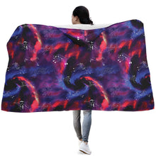 Load image into Gallery viewer, Animal Ancestors 3 Blue Pink Swirl Hooded Blanket
