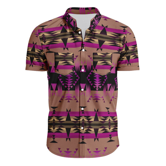 Between the Mountains Berry Short Sleeve Button Up