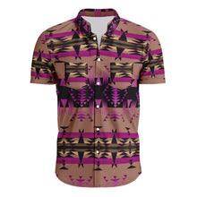 Load image into Gallery viewer, Between the Mountains Berry Hawaiian-Style Button Up Shirt
