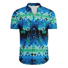 Load image into Gallery viewer, Green Star Hawaiian-Style Button Up Shirt
