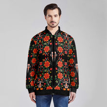 Load image into Gallery viewer, Floral Beadwork Six Bands Zippered Collared Lightweight Jacket
