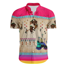 Load image into Gallery viewer, Buffalos Running Berry Hawaiian-Style Button Up Shirt
