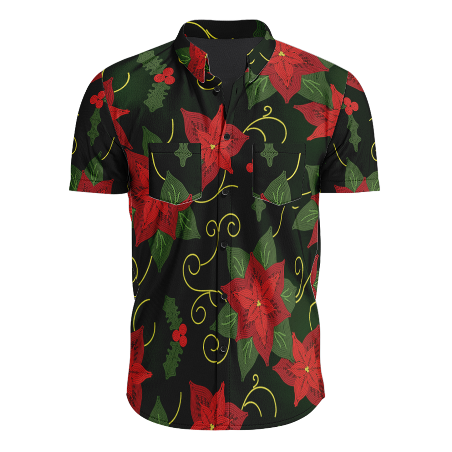 Poinsetta Parade Hawaiian-Style Button Up Shirt