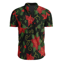 Load image into Gallery viewer, Poinsetta Parade Hawaiian-Style Button Up Shirt
