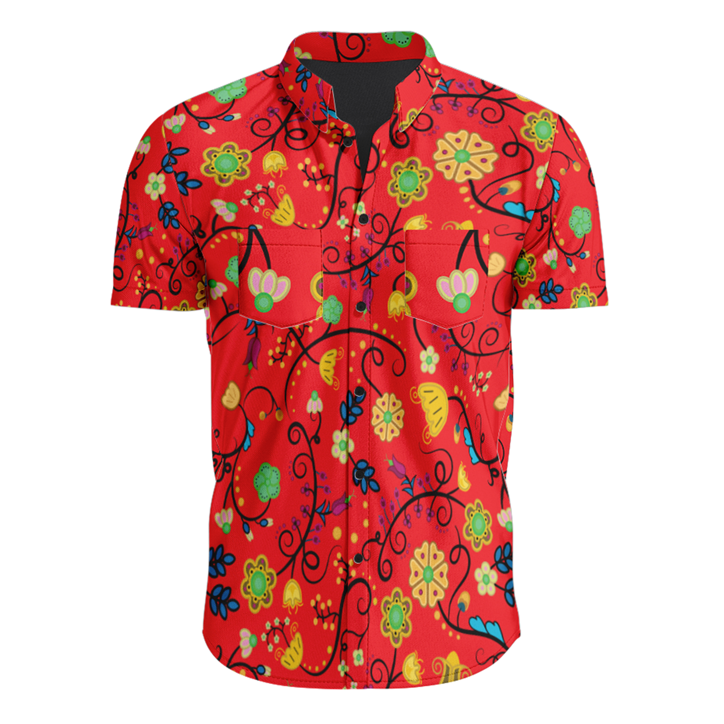 Nipin Blossom Fire Hawaiian-Style Button Up Shirt