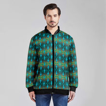 Load image into Gallery viewer, Fire Colors and Turquoise Teal Youth Zippered Collared Lightweight Jacket
