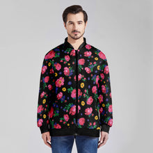 Load image into Gallery viewer, Kokum Ceremony Black Youth Zippered Collared Lightweight Jacket
