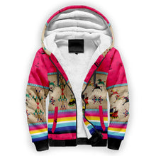 Load image into Gallery viewer, Horses Running Berry Sherpa Hoodie
