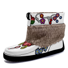 Load image into Gallery viewer, Beaded Gifts White Leather MocLux Short Style with Fur
