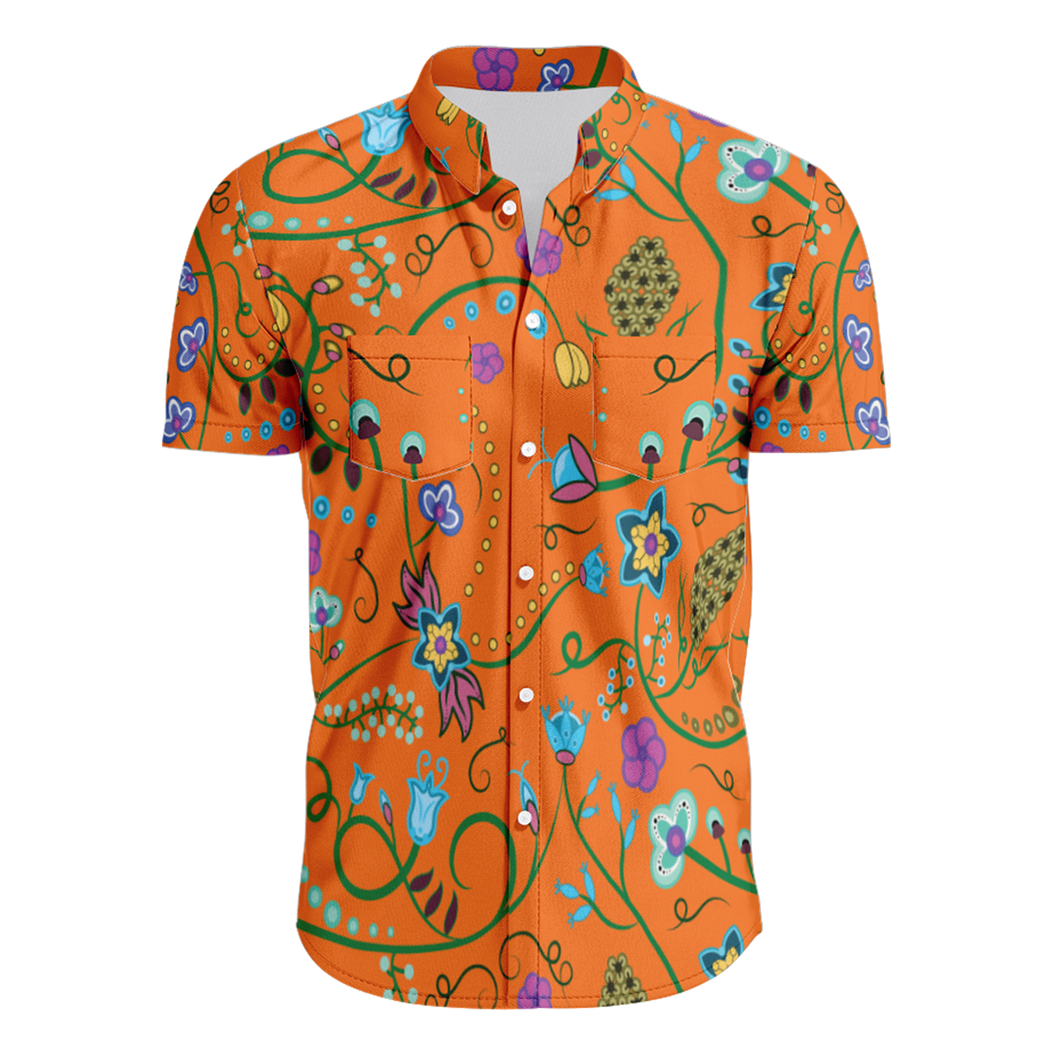 Fresh Fleur Carrot Hawaiian-Style Button Up Shirt