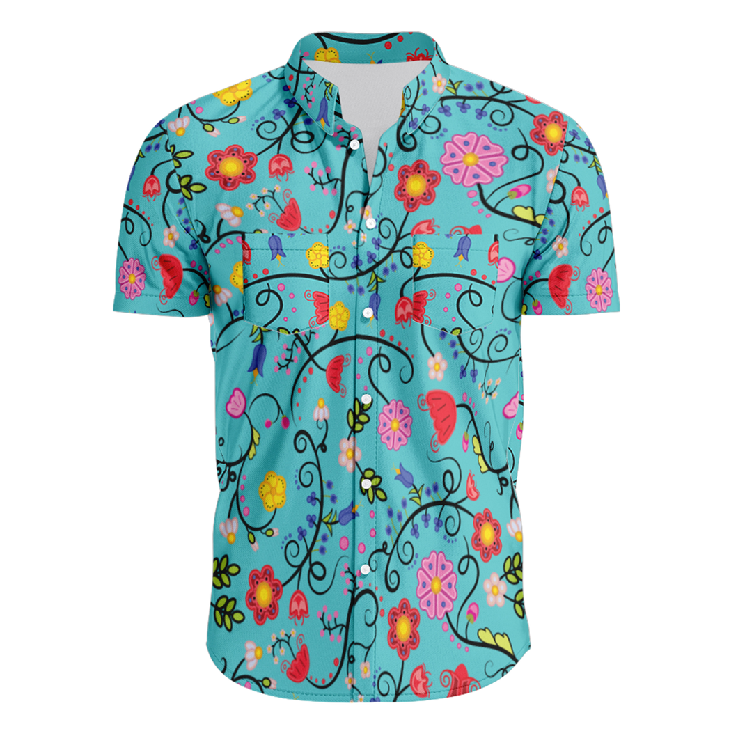 Nipin Blossom Sky Hawaiian-Style Button Up Shirt