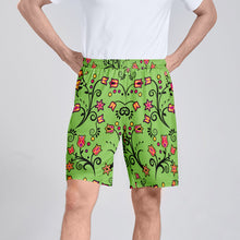 Load image into Gallery viewer, LightGreen Yellow Star Athletic Shorts with Pockets
