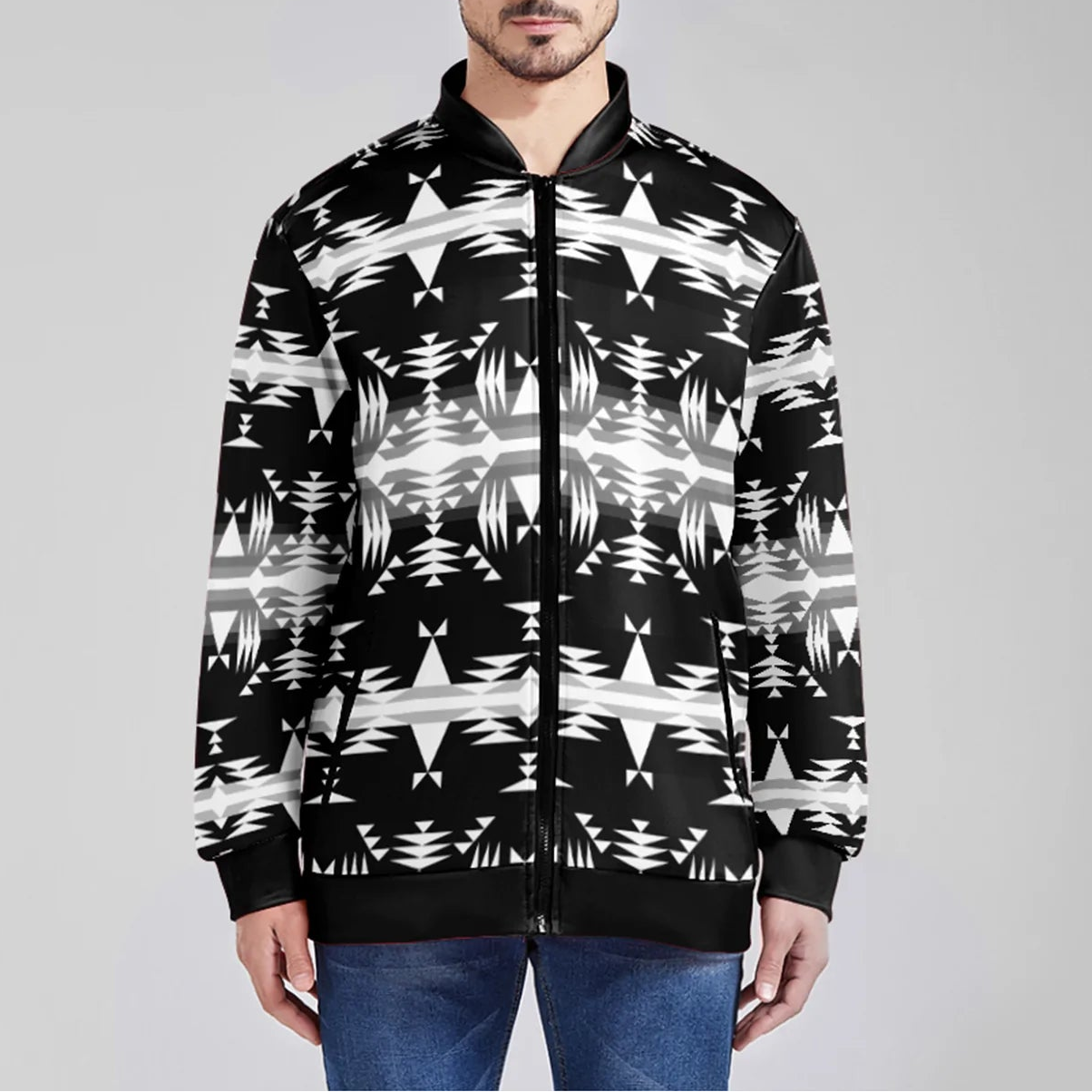 Between the Mountains Black and White Youth Lightweight Jacket
