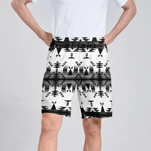 Load image into Gallery viewer, Between the Mountains White and Black Athletic Shorts with Pockets
