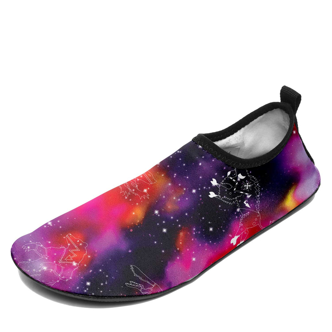 Animal Ancestors 9 Cosmic Swirl Purple and Red Kid's Sockamoccs Slip On Shoes