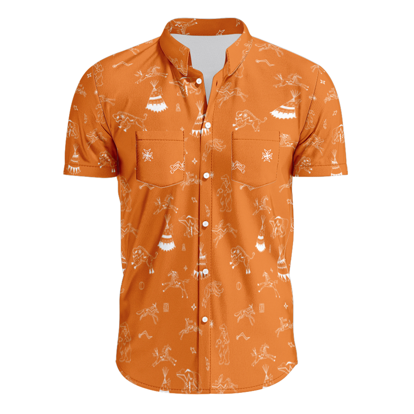 Ledger Dables Orange Hawaiian-Style Button Up Shirt