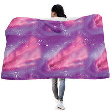 Load image into Gallery viewer, Animal Ancestors 7 Aurora Gases Pink and Purple Hooded Blanket
