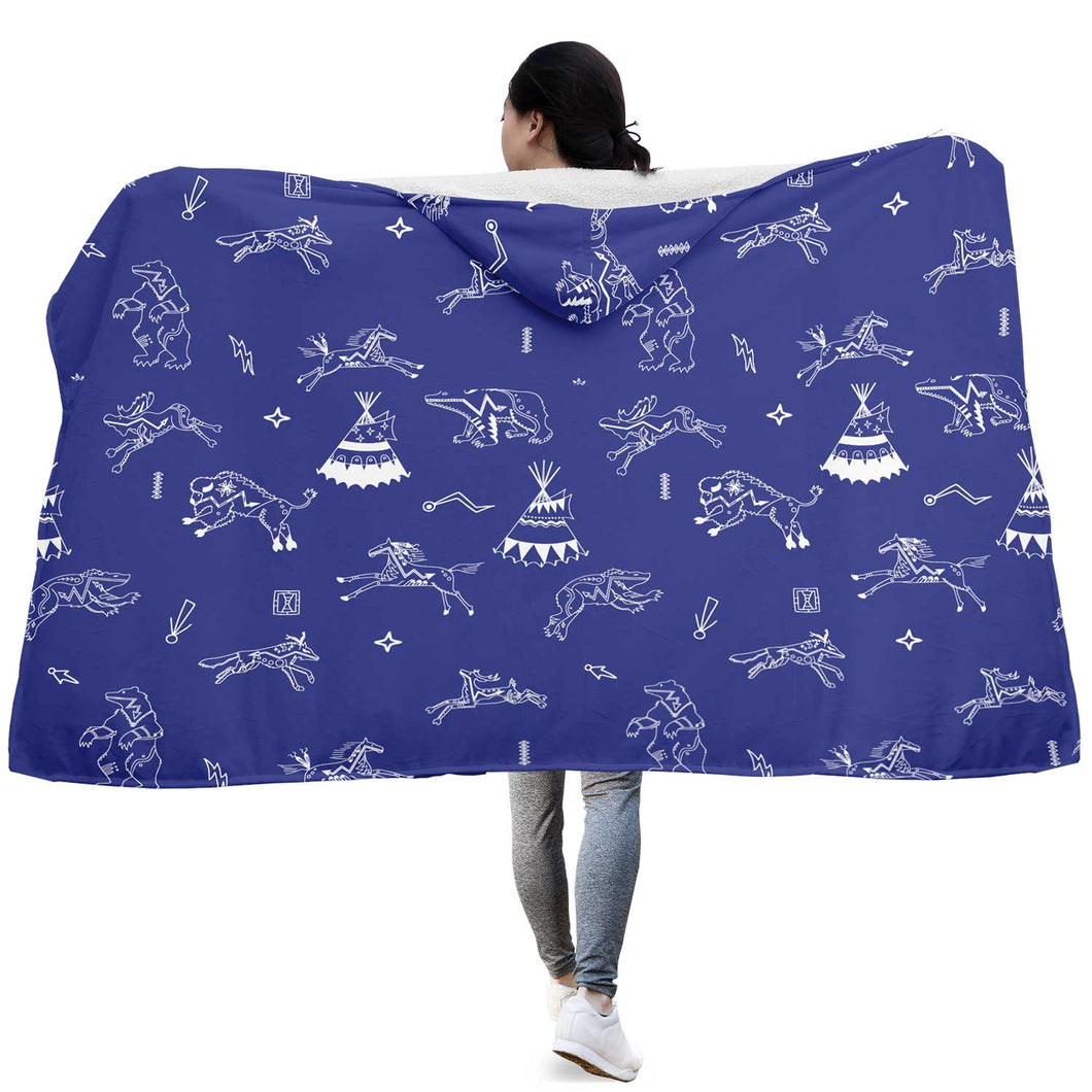 Ledger Dabbles Blue Hooded Blanket