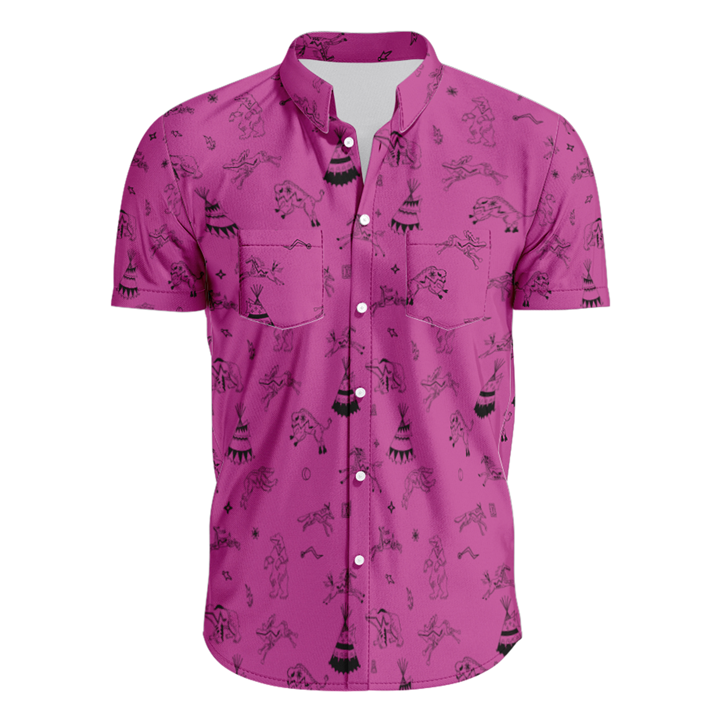 Ledger Dables Magenta Hawaiian-Style Button Up Shirt