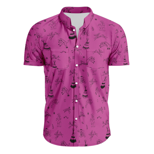 Ledger Dables Magenta Hawaiian-Style Button Up Shirt