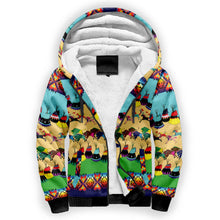 Load image into Gallery viewer, Horses and Buffalo Ledger Blue Sherpa Hoodie
