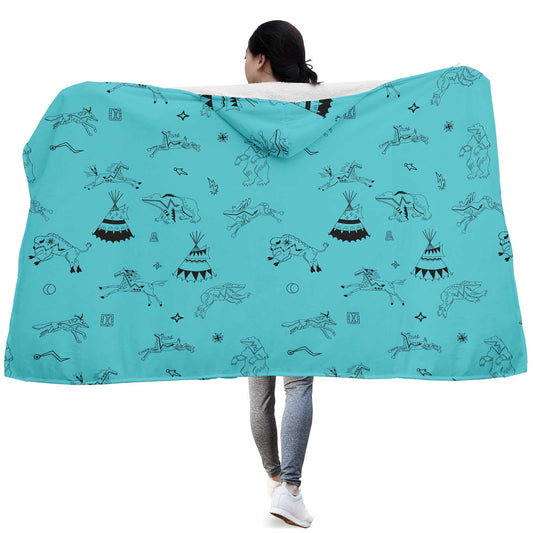 Ledger Dabbles Turquoise Hooded Blanket