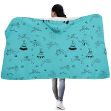 Load image into Gallery viewer, Ledger Dabbles Turquoise Hooded Blanket
