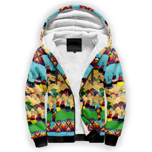 Load image into Gallery viewer, Horses and Buffalo Ledger Torquoise Sherpa Hoodie
