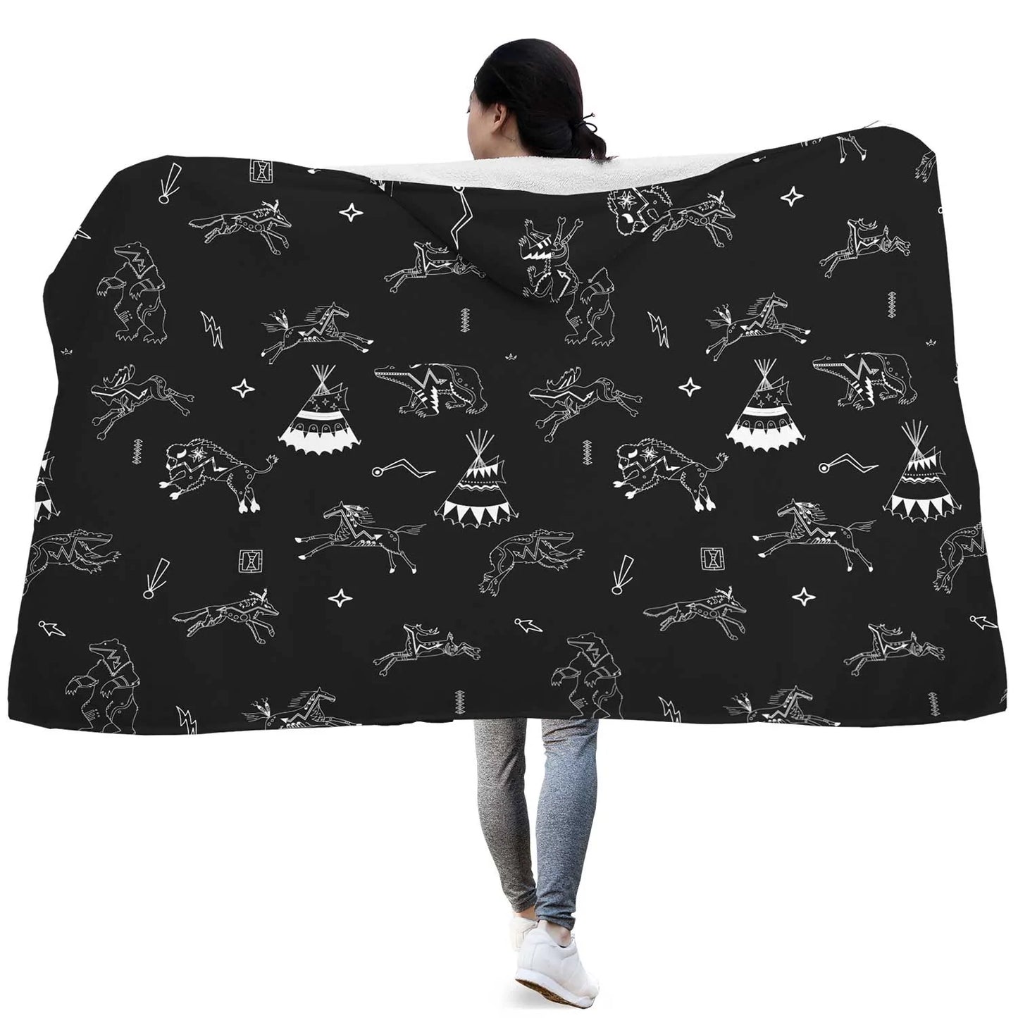 Ledger Dabbles Black Hooded Blanket